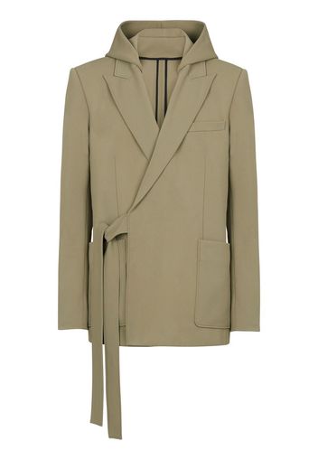 Balmain side-tie fastening hooded jacket - Grün