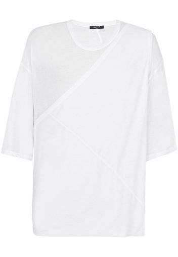 Balmain gathered-panel detail T-shirt - Weiß