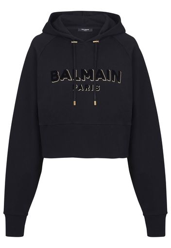 Balmain logo-print detail hoodie - Schwarz