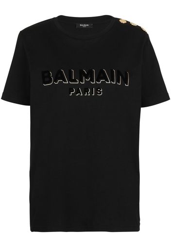 Balmain T-Shirt mit Logo-Print - Schwarz