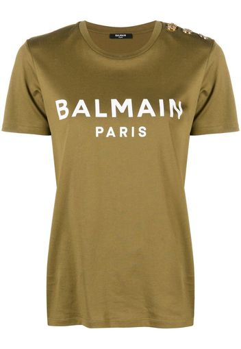 Balmain logo-print cotton T-shirt - Grün