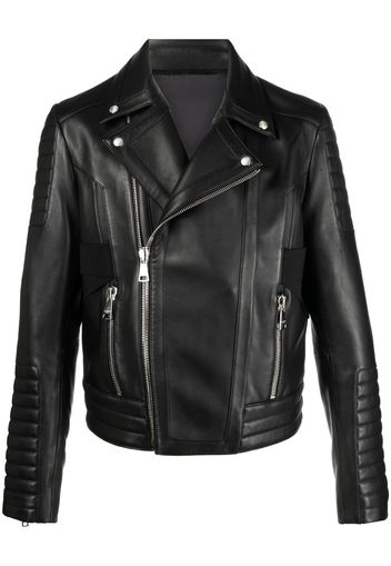 Balmain panelled biker jacket - Schwarz