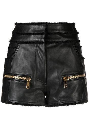 Balmain mid-rise leather shorts - Schwarz