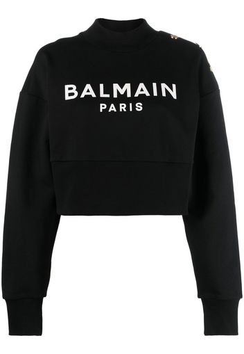 Balmain logo-print cotton sweatshirt - Schwarz