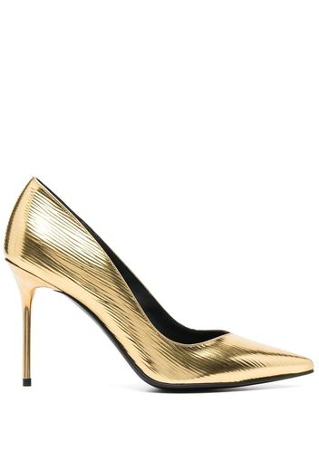 Balmain 100mm metallic pointed-toe pumps - Gelb