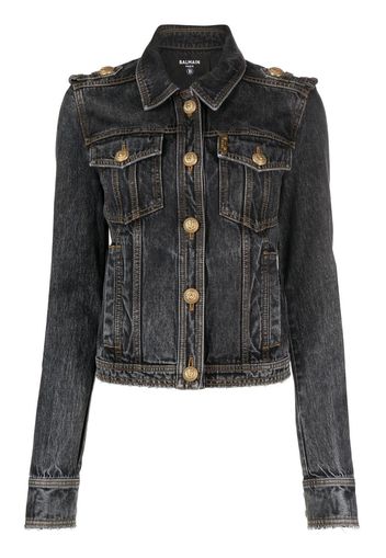 Balmain military denim jacket - Schwarz