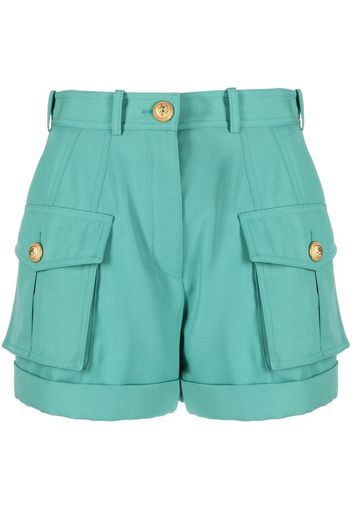 Balmain high-waisted flap-pocket shorts - Grün