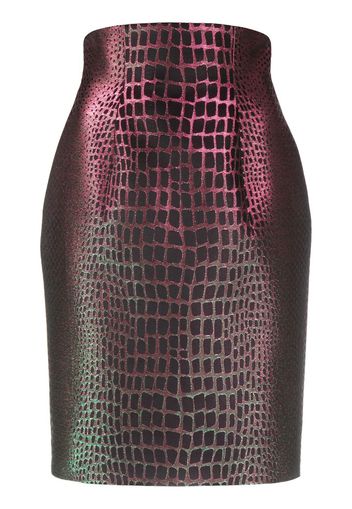 Balmain embossed-crocodile pencil skirt - Rosa