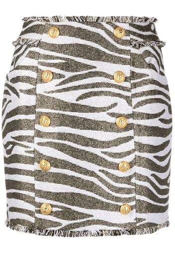 Balmain zebra print high-waisted miniskirt - Weiß