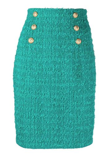 Balmain tweed double-breasted pencil skirt - Grün