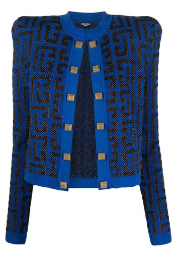 Balmain monogram jacquard cropped jacket - Blau