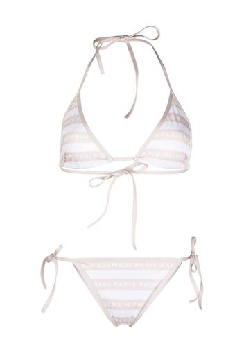 Balmain logo-print bikini set - Nude