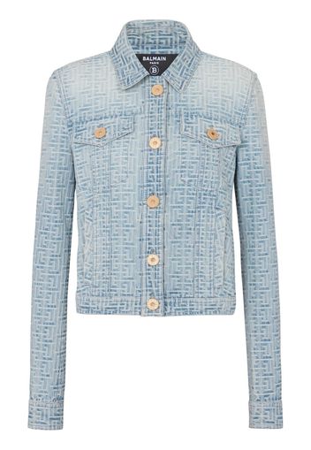 Balmain Tweed-Jeansjacke - Blau