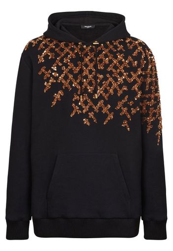 Balmain Hoodie mit Pailletten - Schwarz