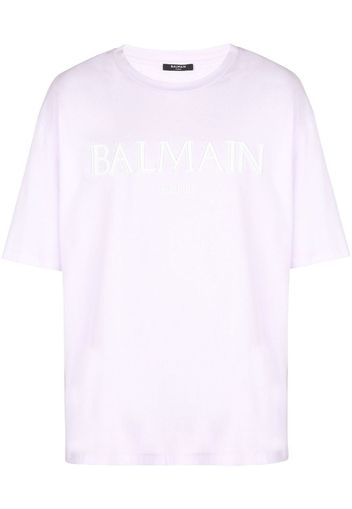 Balmain T-Shirt mit vorstehendem Logo - Violett