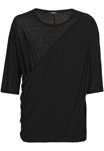 Balmain T-Shirt mit Drapierung - Schwarz