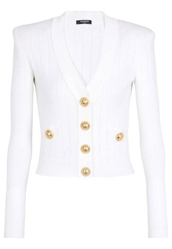 Balmain Cardigan mit V-Ausschnitt - Weiß