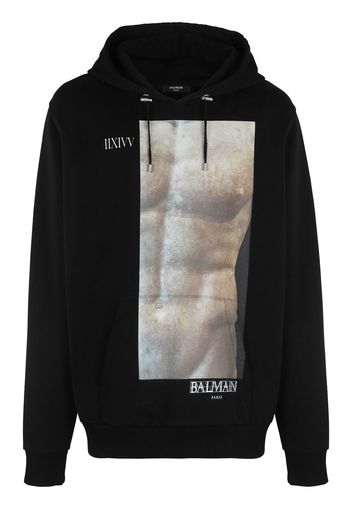 Balmain Hoodie mit grafischem Print - Schwarz