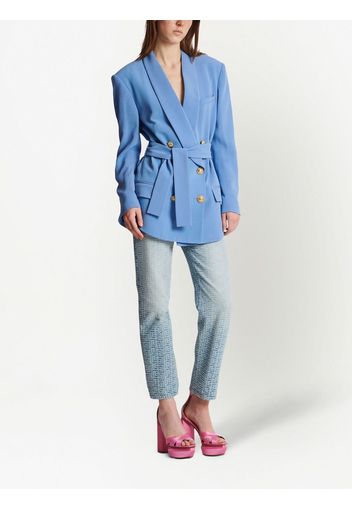 Balmain Doppelreihiger Blazer mit Gürtel - Blau