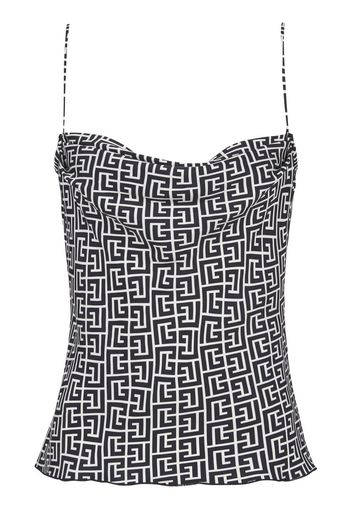 Balmain Top mit Monogramm-Print - Schwarz