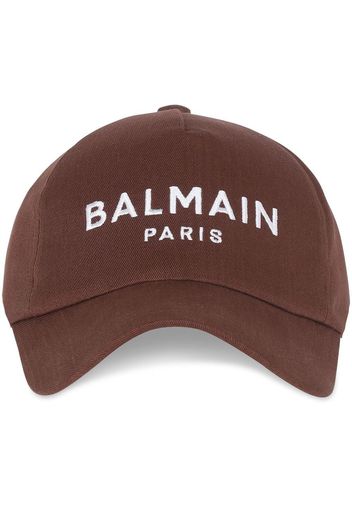 Balmain Baseballkappe mit Logo-Stickerei - Braun