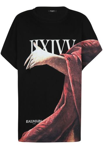 Balmain T-Shirt mit Statuen-Print - Schwarz