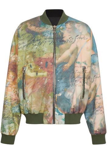 Balmain Wendbare Bomberjacke mit Print - Grün