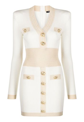 Balmain embossed-button knitted minidress - Weiß