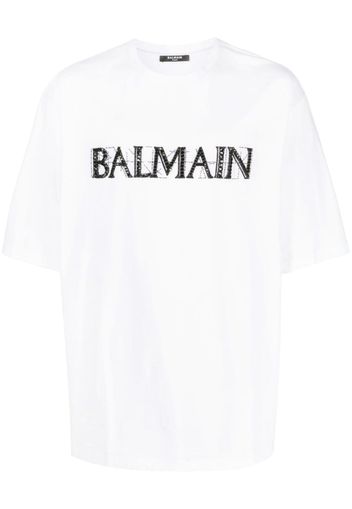 Balmain crystal-logo cotton T-shirt - Weiß