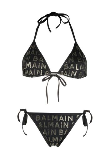 Balmain logo-print bikini set - Schwarz