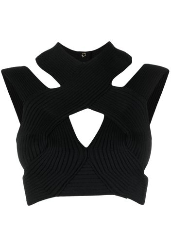 Balmain cut-out ribbed cropped top - Schwarz