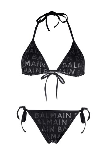 Balmain logo-print bikini set - Schwarz