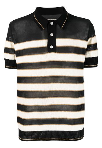 Balmain intarsia-logo striped polo shirt - Schwarz