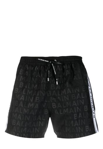 Balmain logo-print drawstring swim shorts - Schwarz