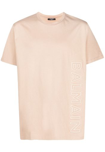 Balmain logo-embossed cotton T-shirt - Nude