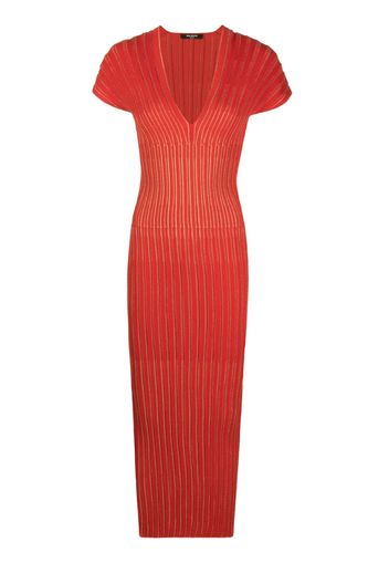 Balmain striped knitted maxi dress - Rot