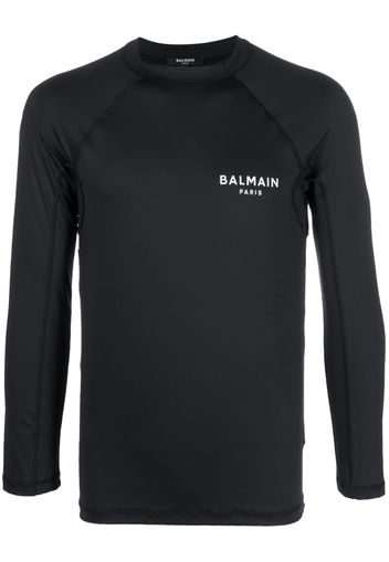 Balmain logo-print slim T-shirt - Schwarz