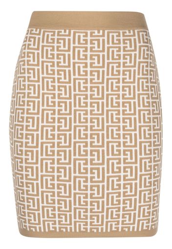 Balmain monogram-jacquard miniskirt - Nude