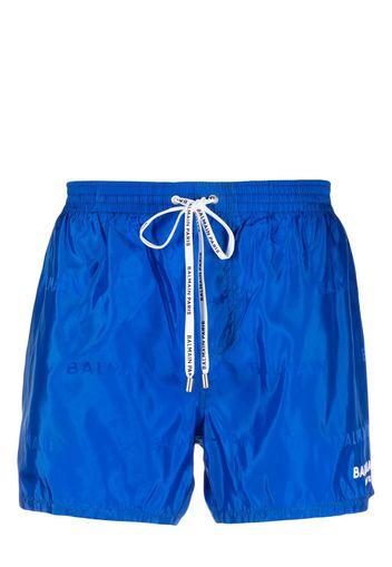 Balmain logo-print swim shorts - Blau