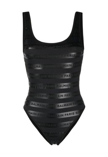 Balmain Olimpionic logo-print swimsuit - Schwarz