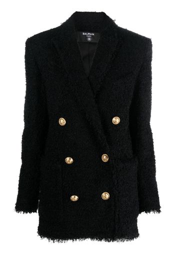 Balmain oversized double-breasted tweed blazer - Schwarz