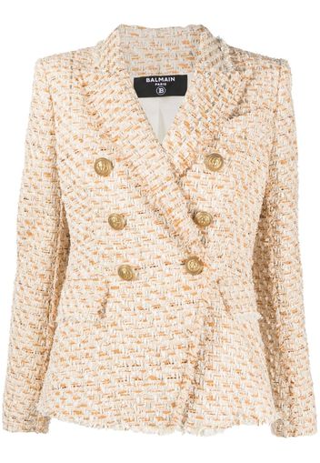 Balmain double-breasted tweed blazer - Nude