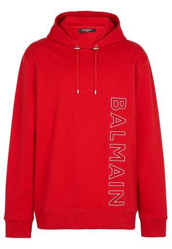 Balmain Hoodie mit Logo-Prägung - Rot