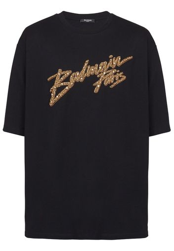 Balmain T-Shirt mit Logo-Stickerei - Schwarz