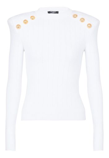 Balmain Pullover mit 6 Knöpfen - Weiß