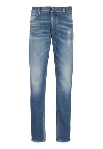 Balmain Halbhohe Slim-Fit-Jeans - Blau