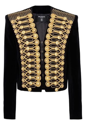 Balmain Bestickte Jacke aus Samt - Schwarz