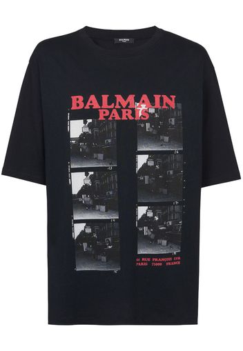 Balmain T-Shirt aus Bio-Baumwolle mit Print - Schwarz