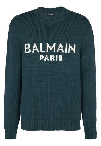 Balmain Strickpullover mit Logo-Print - Grün