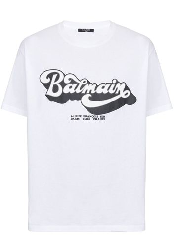 Balmain T-Shirt mit Logo im 70er-Look - Weiß